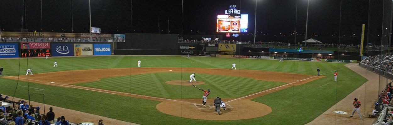Baseball game at night at CHS Field